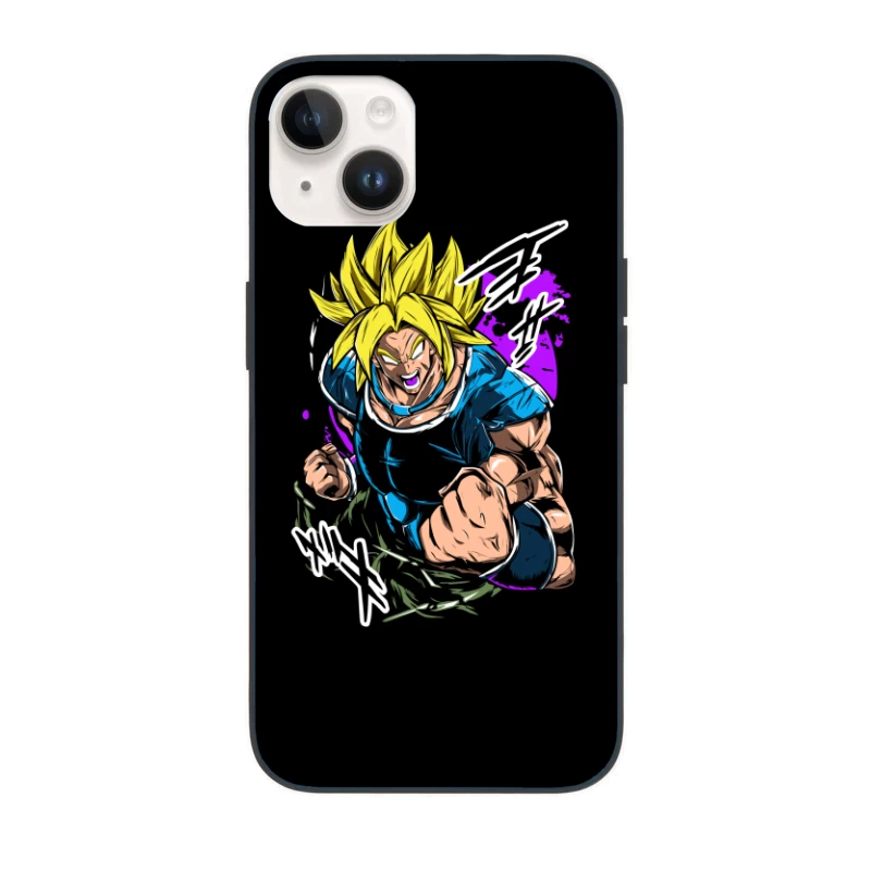 Anime Character in Action with Bright Colors iPhone Case