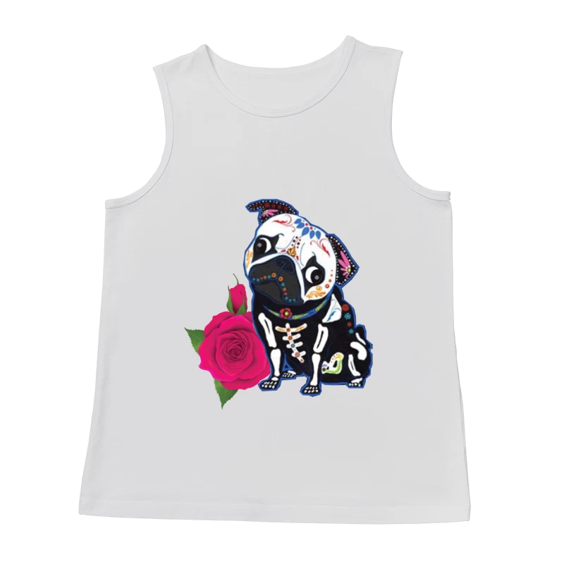 Chien de style calavera avec rose Homme Débardeur