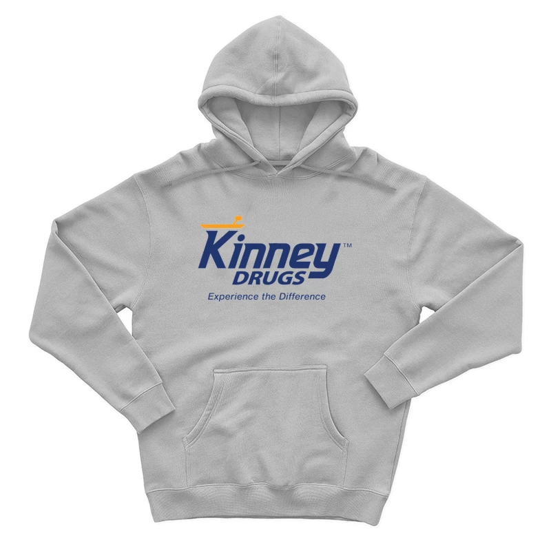 Kinney Drugs Pharmacy Logo with Blue Text and Orange Accent Male Pullover Hoodie