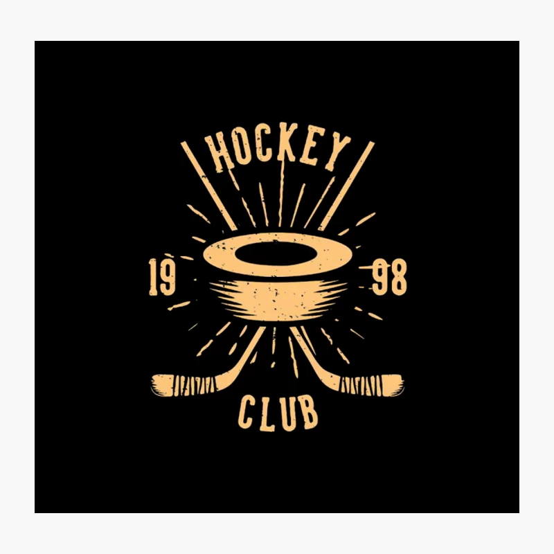 Vintage Hockey Club Logo with hockey Throw Pillow