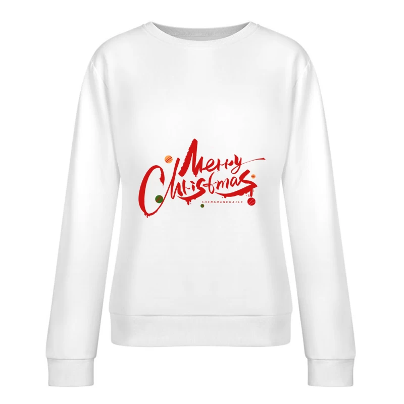 Fröhliche Weihnachten Design mit Kugeln Damen Pullover Sweatshirt