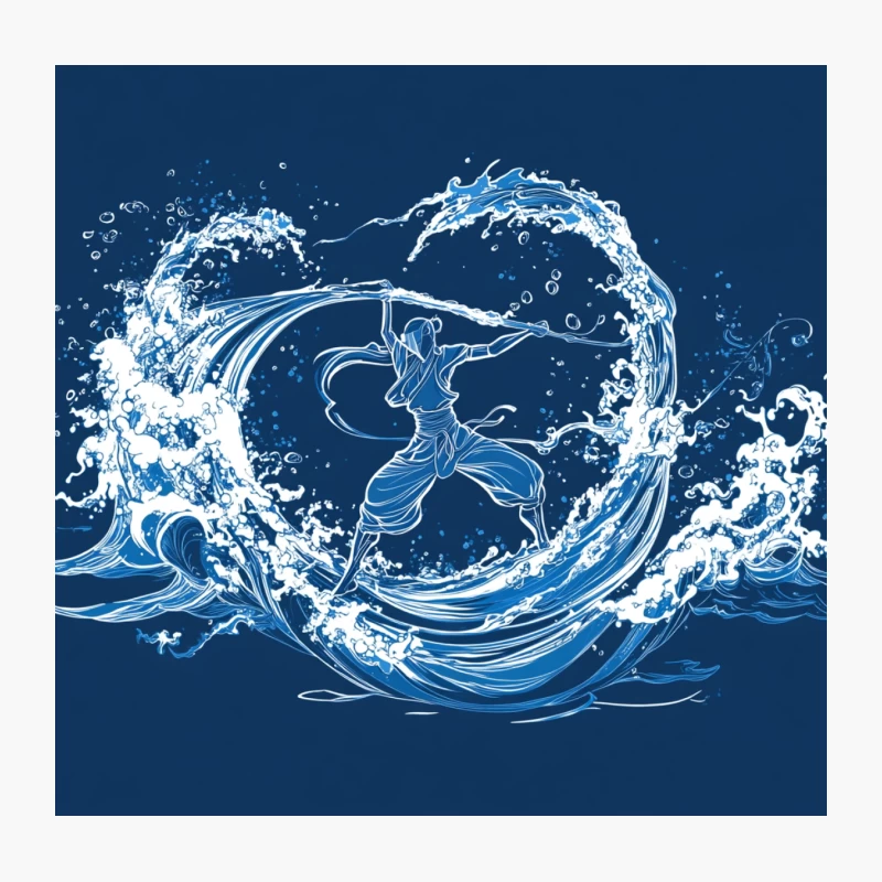 Water Bending Avatar: Dynamic Fantasy Illustration Throw Pillow