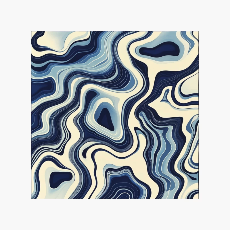 Abstract Blue Swirls: A Fluid Geometric Pattern Cotton Tote Bag