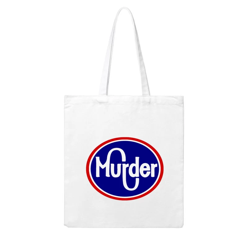 Vintage-Style Murder Text Logo in Blue and Red Cotton Tote Bag