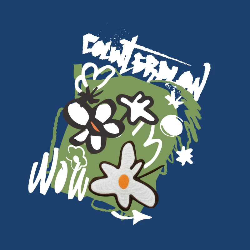 Blumen und Graffiti-Mischung Herren Pullover Hoodie