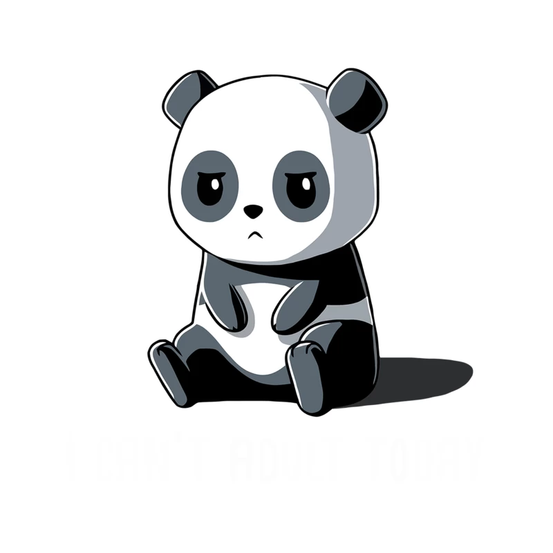 Cute Cartoon Panda Sitting Sadly Tapestry