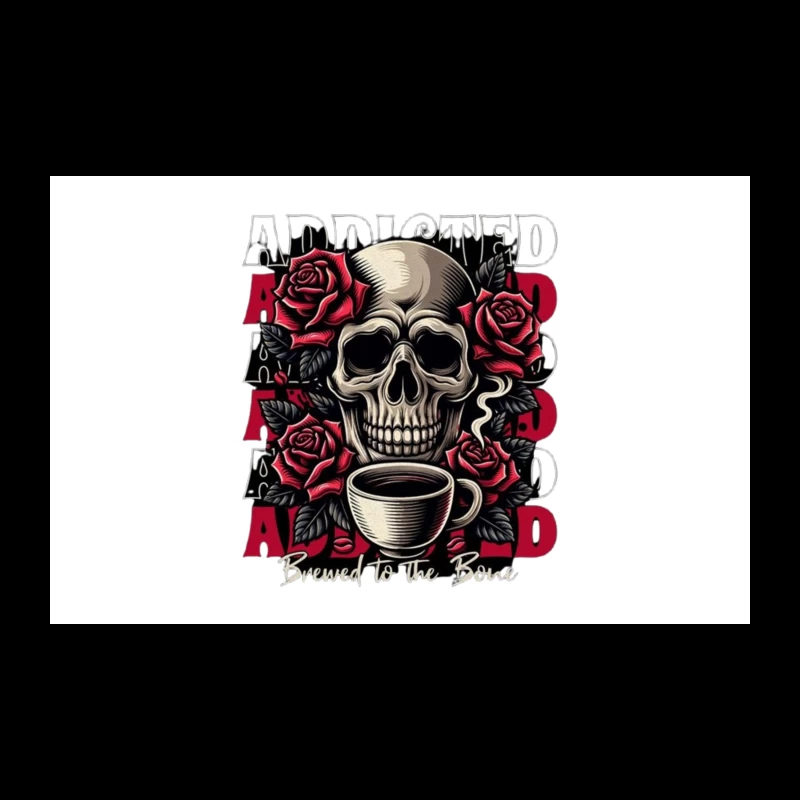 Gothic Skull with Roses and Coffee - "Brewed to the Bone" Travel Mug