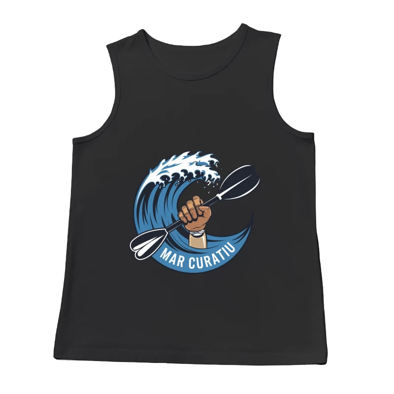 Mar Curativ Ocean Sports Logo with Rising Wave and Paddle Male Tank Top