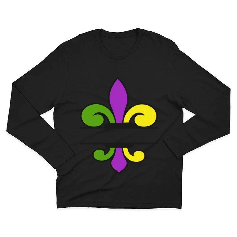 Fleur-de-lis aux couleurs vives Homme Manches Longues T-Shirt