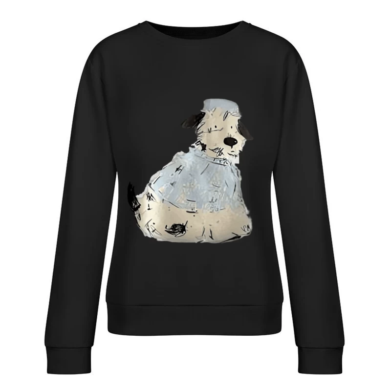 Niedlicher Cartoon-Hund mit Hemd Damen Pullover Sweatshirt