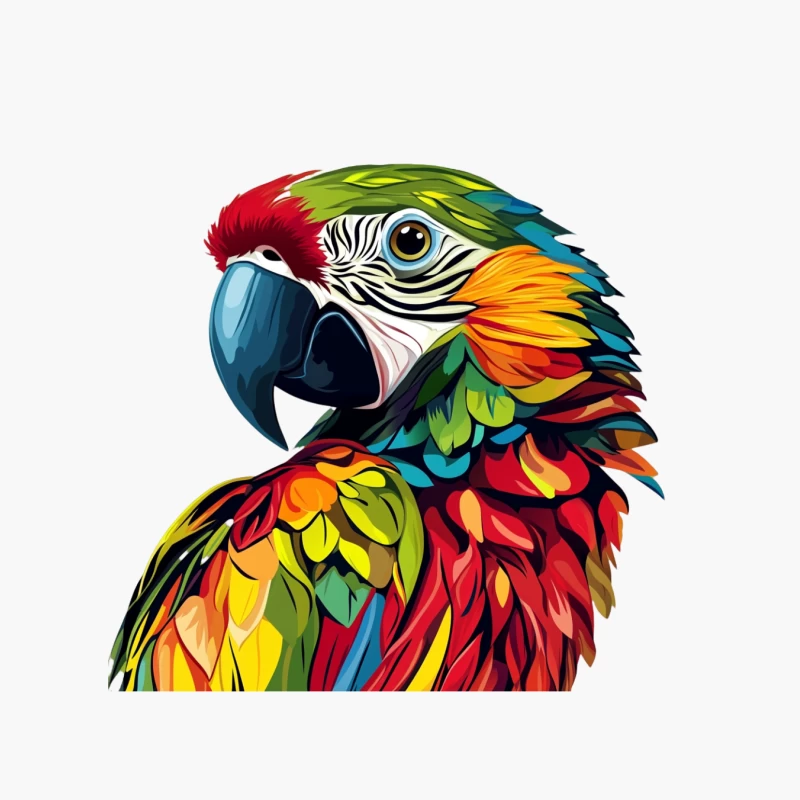 Vibrant Artistic Rendering of Colorful Tropical Macaw Parrot Cotton Tote Bag