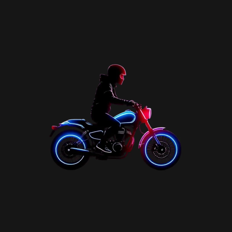 Neon-Lit Motorcycle Rider Silhouette Mouse Pad