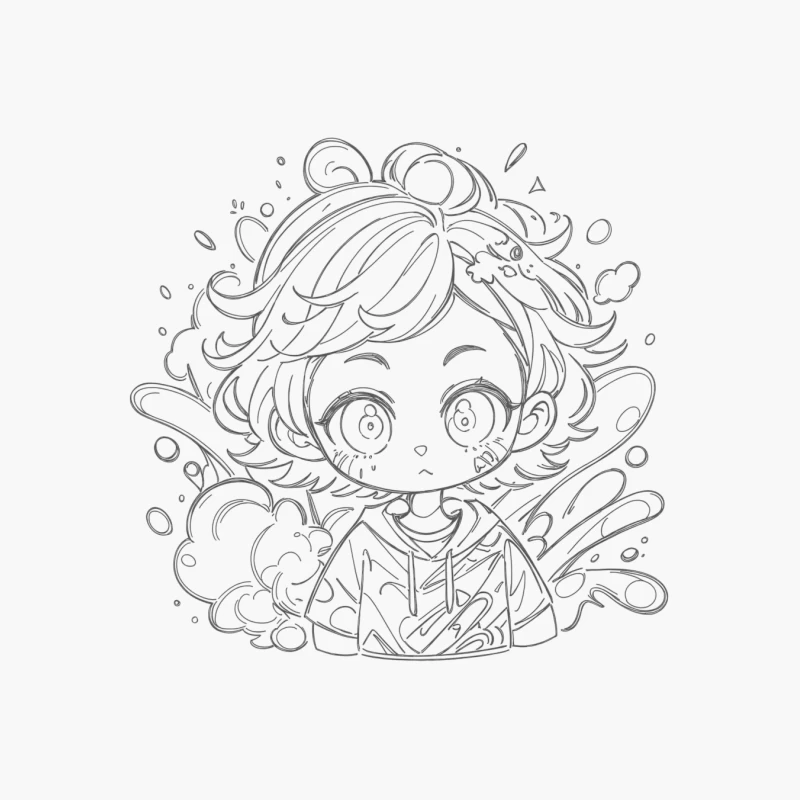 Chibi Character Surrounded by Water Cotton Tote Bag
