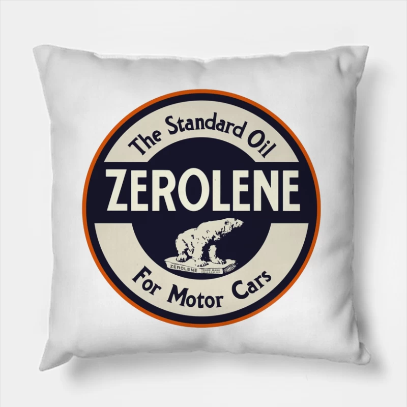 Vintage Standard Oil Zerolene Motor Oil Advertisement with Polar Bear Logo Throw Pillow