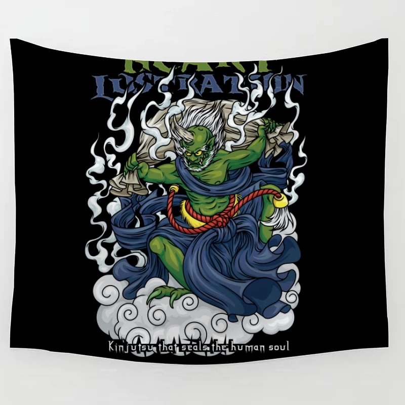 Demon Illustration with Kintsutsu Theme Tapestry