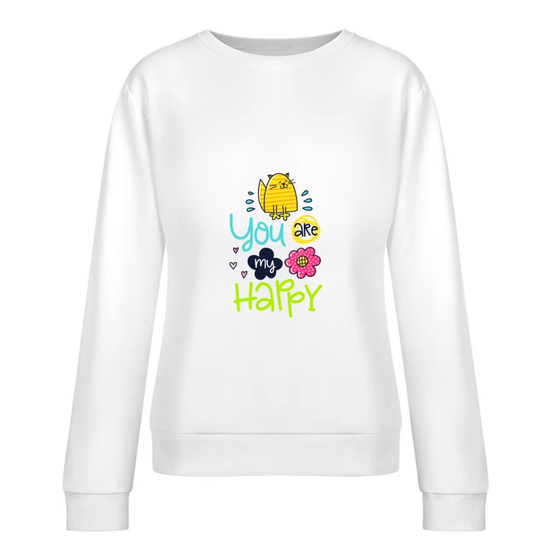 Chat mignon et message joyeux Femme Sweat-shirt à enfiler