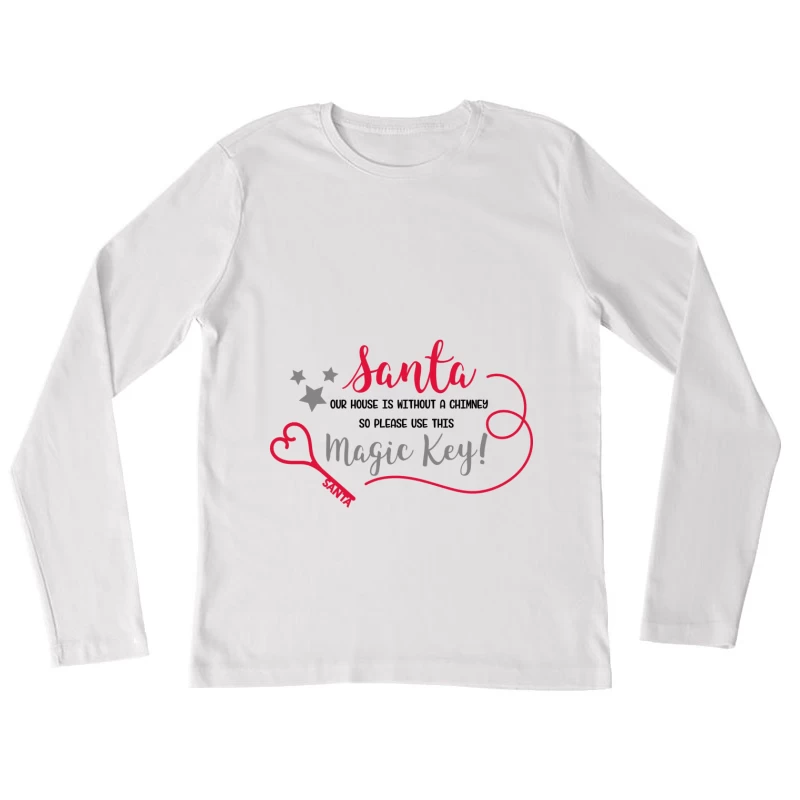 Clé magique pour le Père Noël sans cheminée Femme Manches Longues T-Shirt
