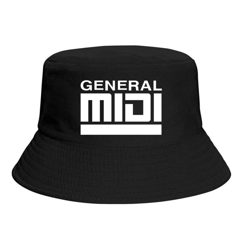 General Text Outline on White Background Bucket Hat