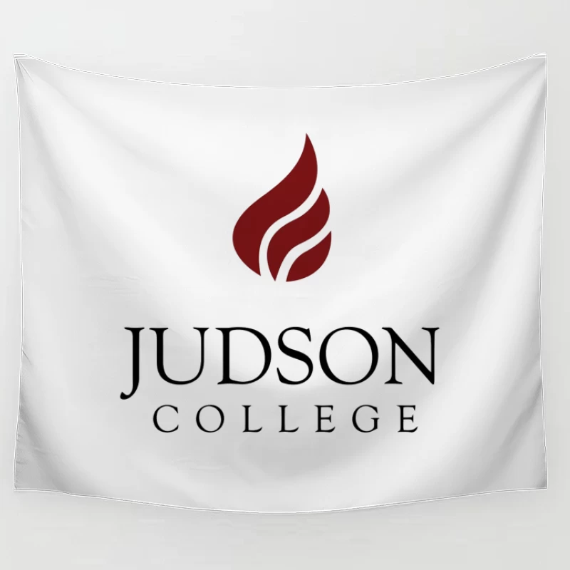 Judson College Educational Institution Logo with Red Flame Symbol Tapestry