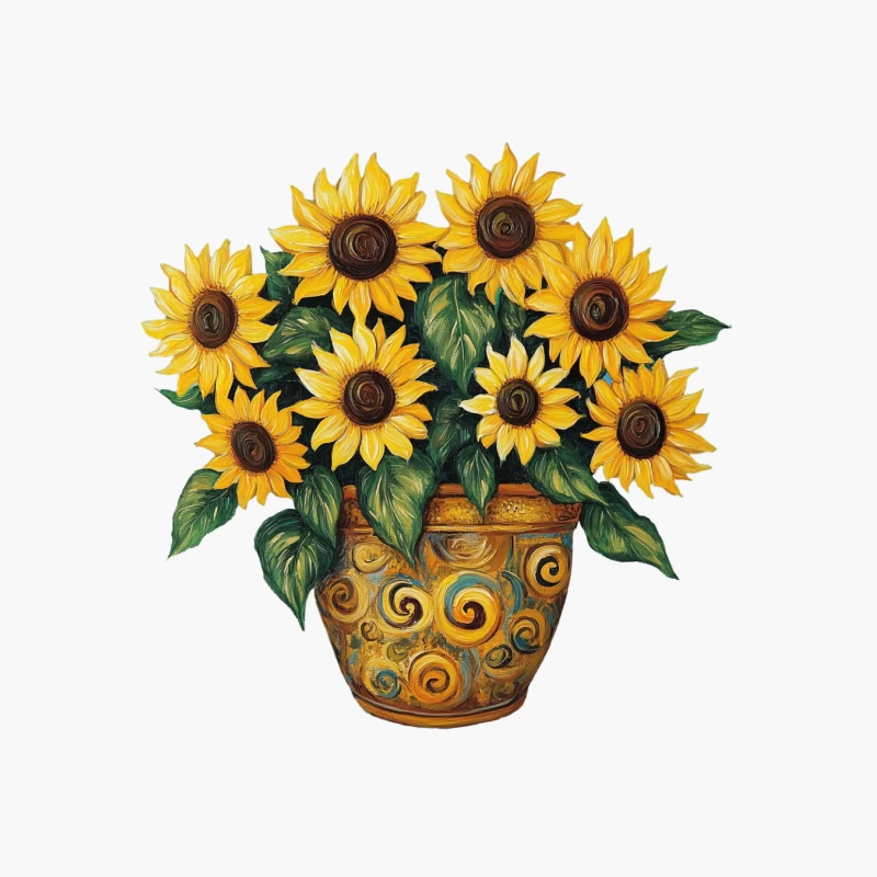 Vibrant Sunflower Bouquet in Decorative Swirl Vase Cotton Tote Bag