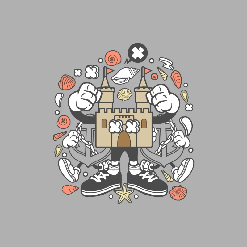 Château animé et éléments marins Homme Débardeur