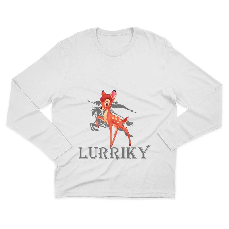 Niedliches Rehkitz-Motiv Herren Langarm T-Shirt