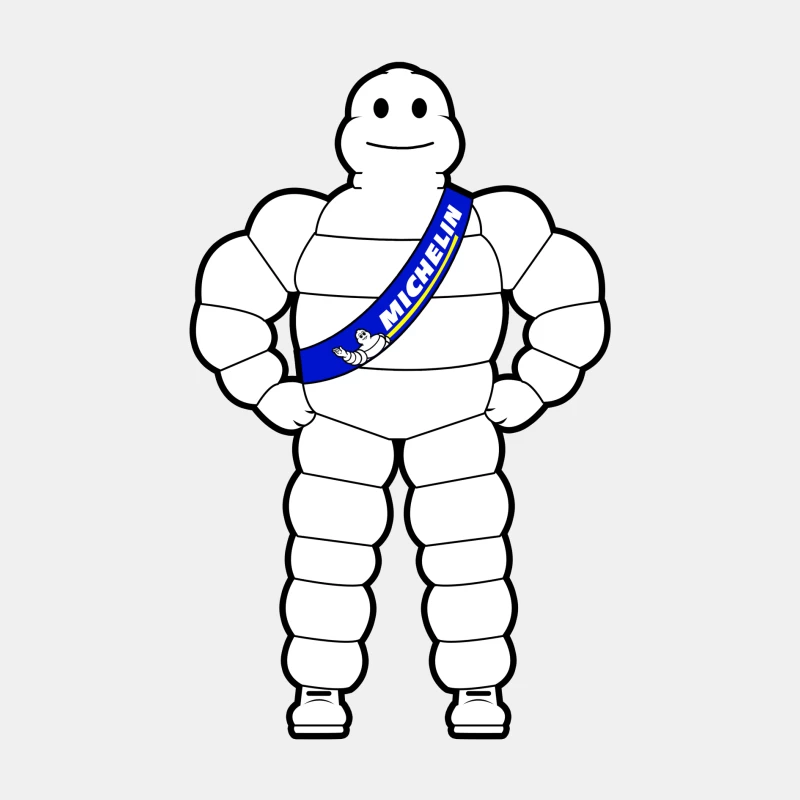 Michelin Man Corporate Mascot Character in White and Blue Male Tank Top