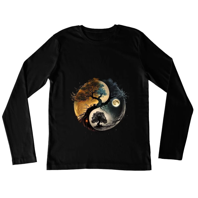 Yin Yang Tree Art Female Long Sleeve T-Shirt