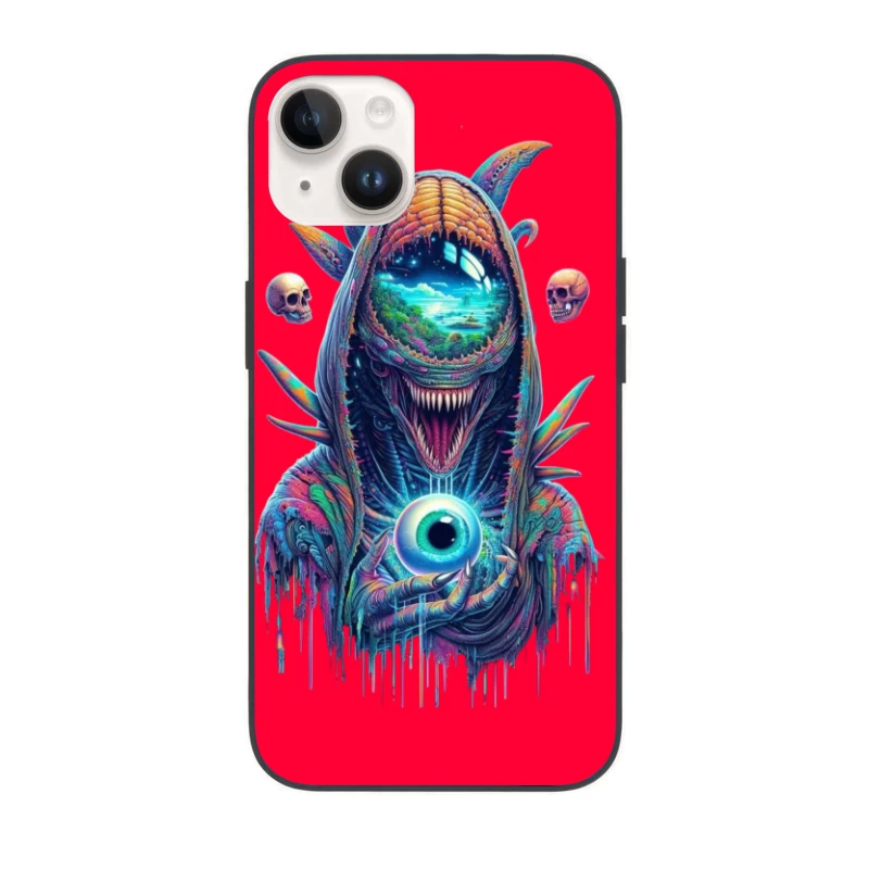 Surreal Cosmic Monster in Vibrant Colors iPhone Case