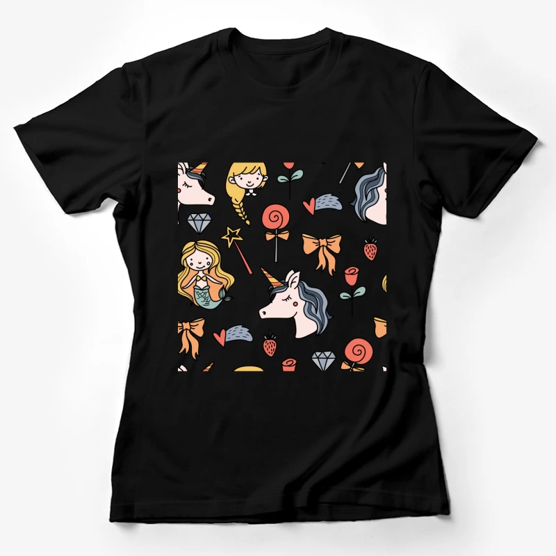 Design magique avec licornes et sirènes Femme T-Shirt