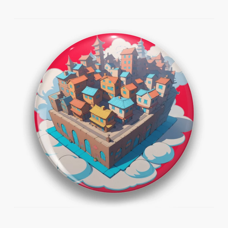 Whimsical Colorful City in the Clouds Pin
