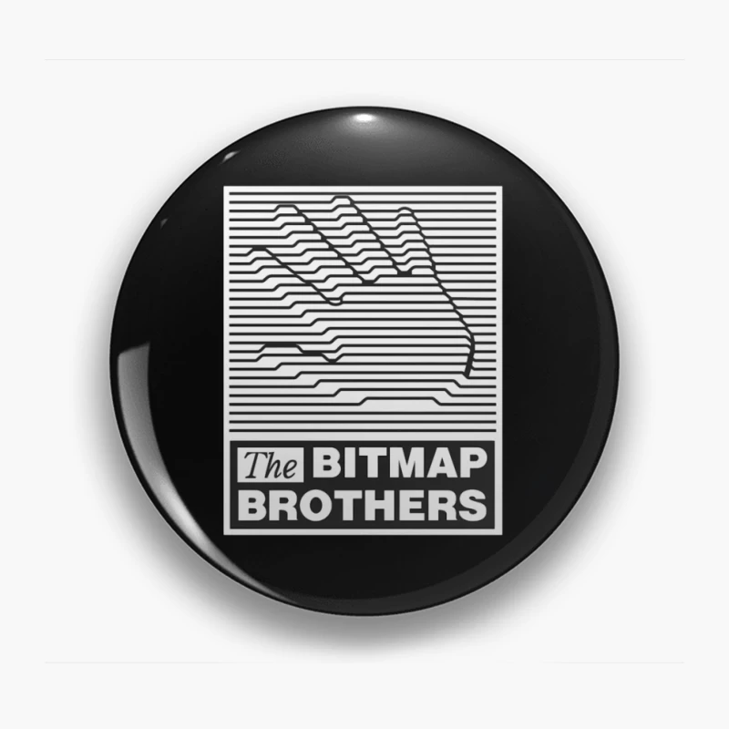 Bitmap Brothers Logo with Striped Hand Optical Illusion Pin