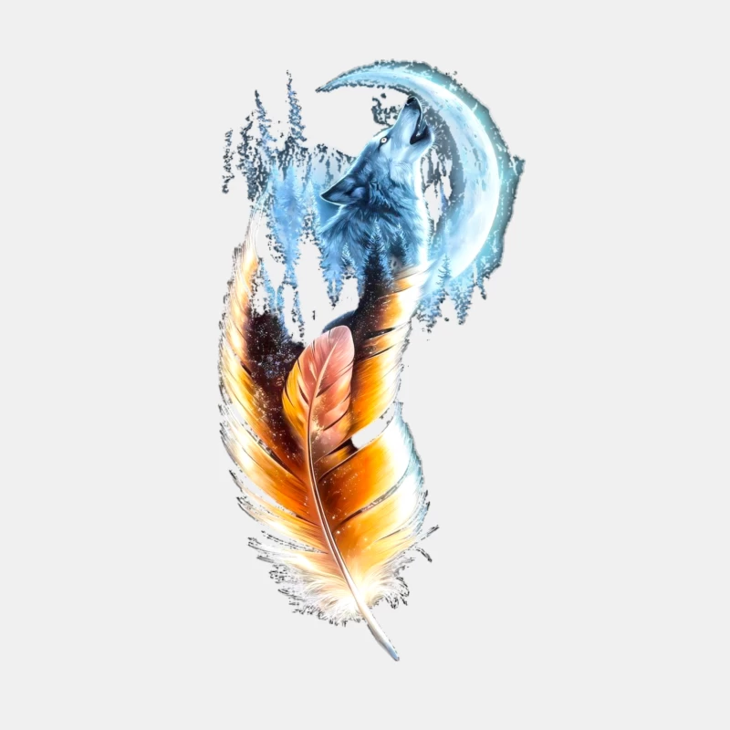 Fantasy Wolf Howling at the Crescent Moon Male Tank Top