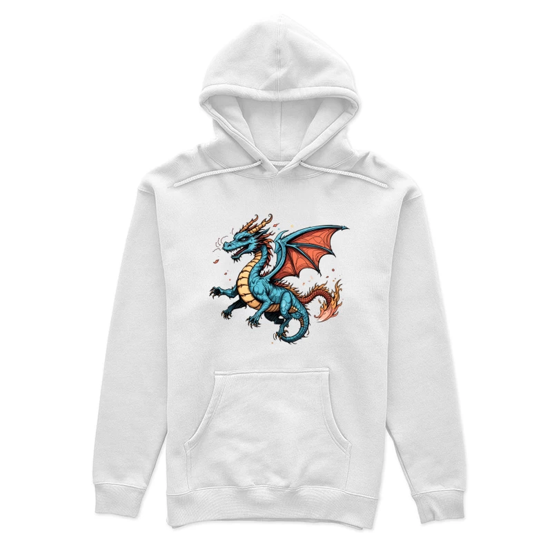 Colorful Blue Dragon Illustration Female Pullover Hoodie