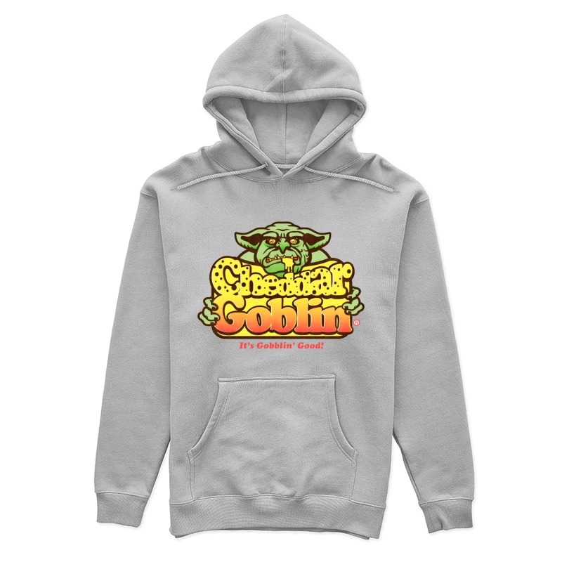 Retro Goblin Character Food Logo with Yellow Typography Female Pullover Hoodie