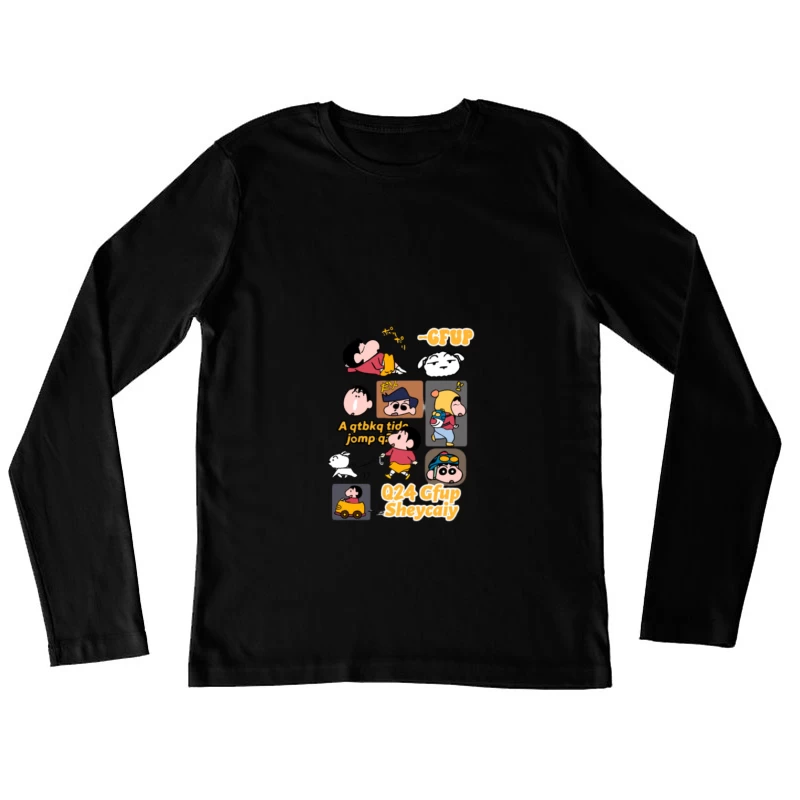 Comic-Charaktere in lustigen Posen Damen Langarm T-Shirt