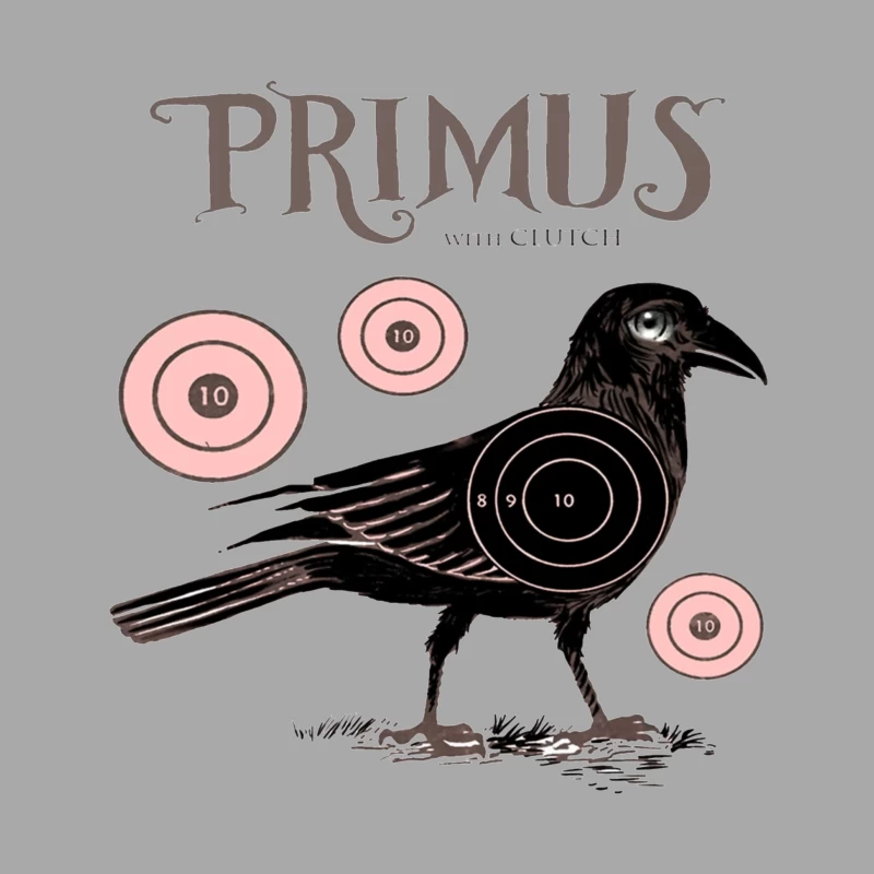 Vintage-Style Primus Concert Poster with Crow and Target Designs Male Pullover Hoodie