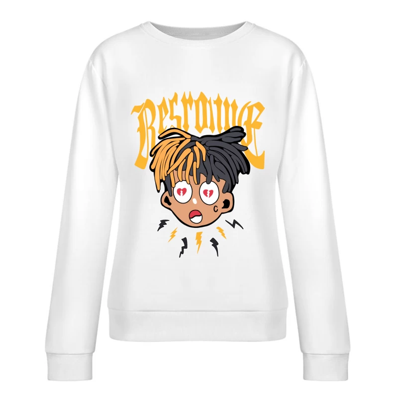 Cartoon-Gesicht mit Herzaugen Damen Pullover Sweatshirt