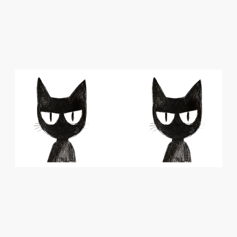 Symmetrical Black Cat Cartoon Illustration Coffee Mug