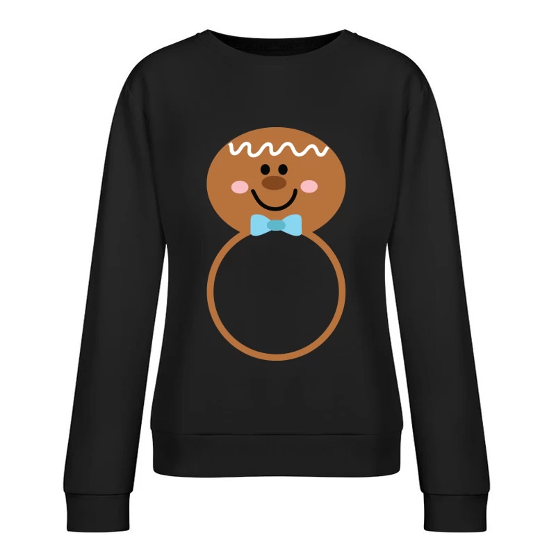 Bonhomme en pain d'épice avec nœud papillon bleu Femme Sweat-shirt à enfiler