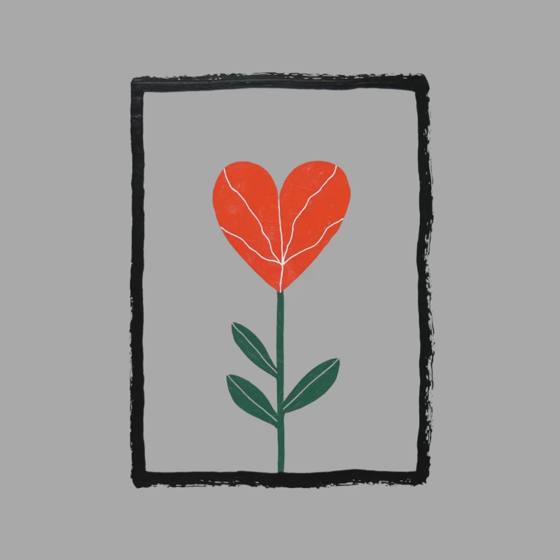 Minimalist Heart Flower: A Symbolic Botanical Illustration Female Pullover Hoodie