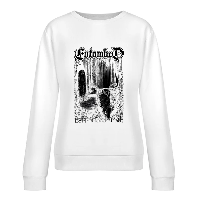 Entombed Left Hand Path Black White Female Pullover Sweatshirt