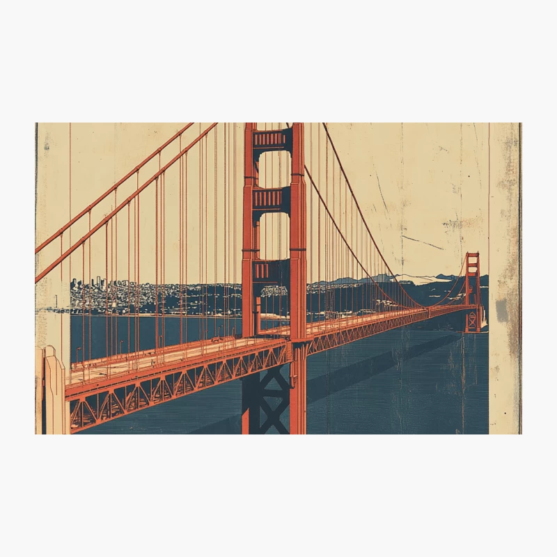Vintage-Style Golden Gate Bridge: San Francisco's Iconic Architectural Landmark Travel Mug