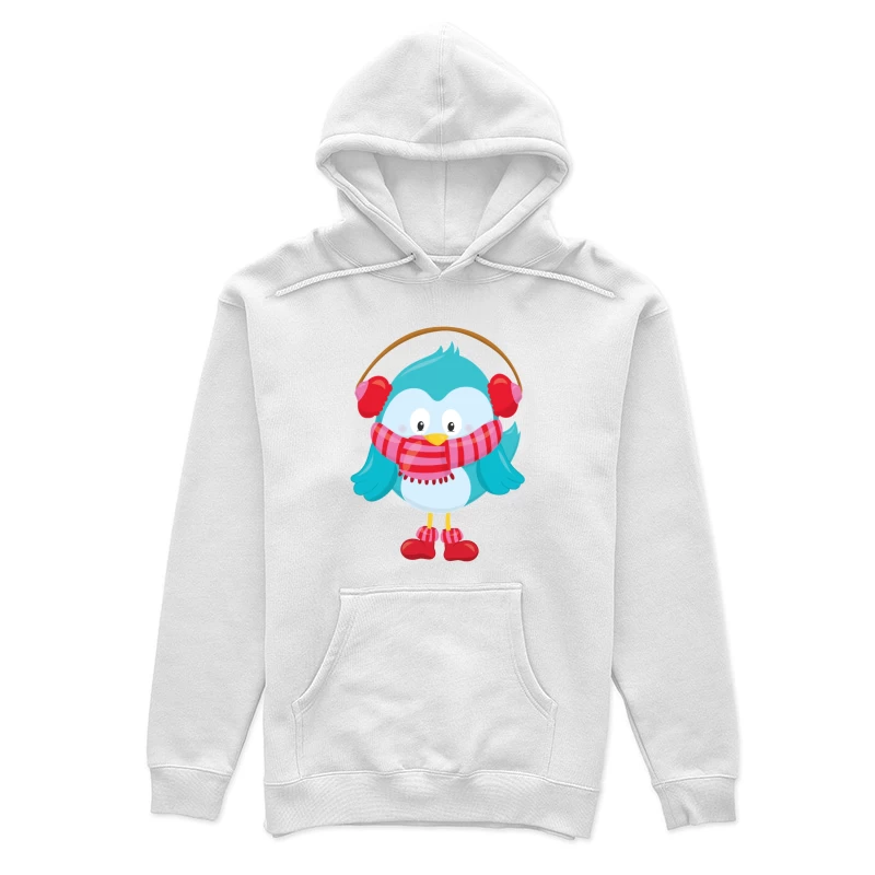 Oiseau en Hiver avec Cache-Oreilles Femme Sweat à capuche