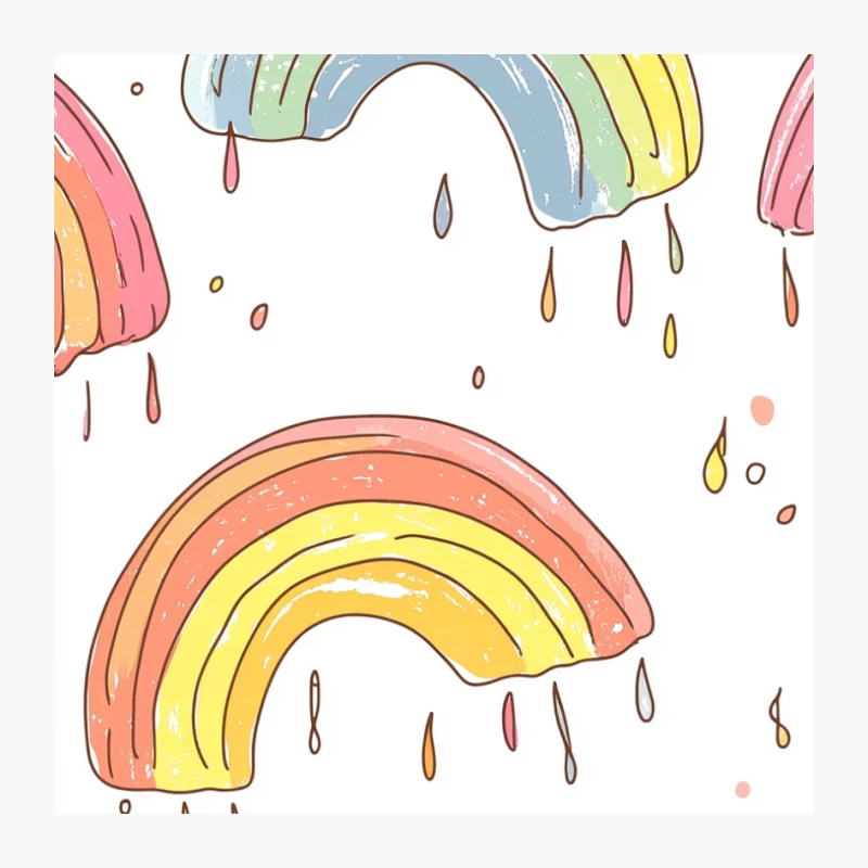 Whimsical Watercolor Rainbow Pattern with Pastel Raindrops Pin