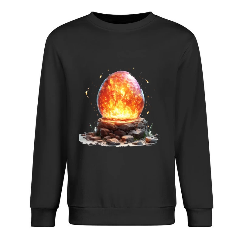 Mystical Fire Orb on Ancient Stone Altar Male Pullover Sweatshirt