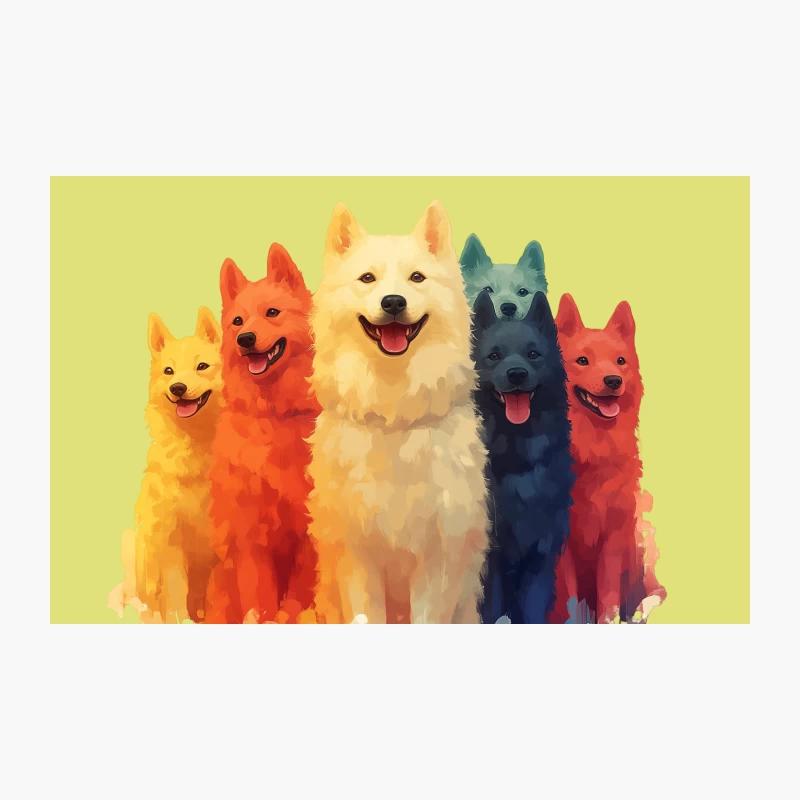 Colorful Painted Pack of Cheerful Dogs Travel Mug