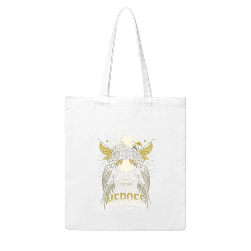 Heroic Eagle Skull with Golden Wings Vintage Design Cotton Tote Bag