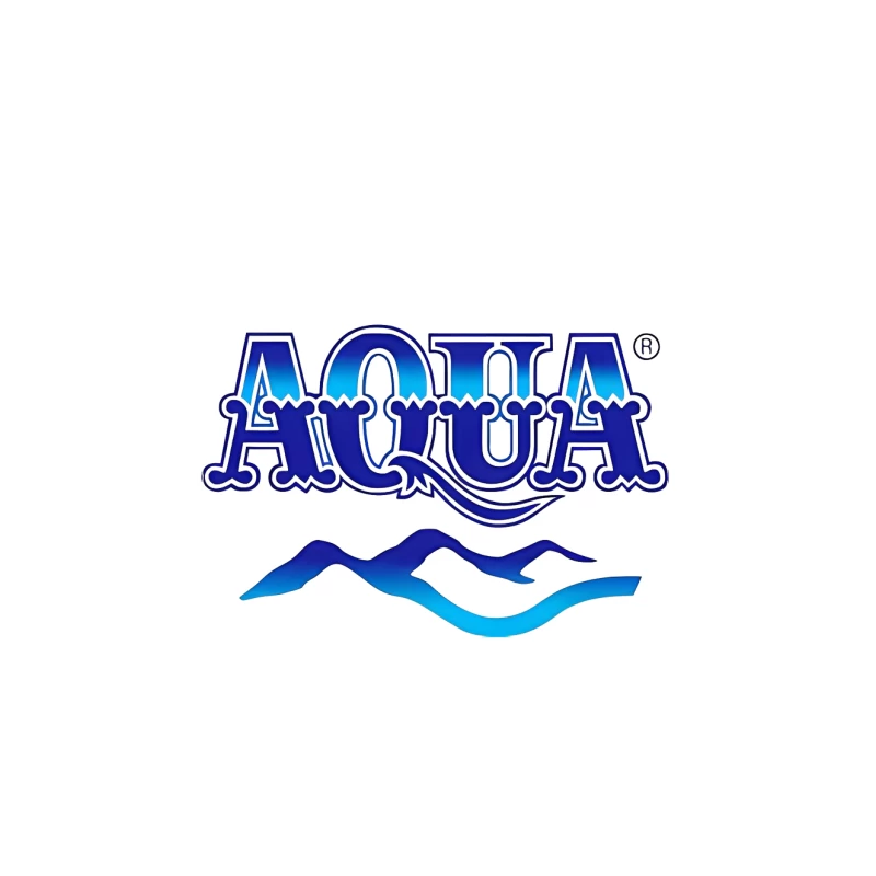 Aqua Brand Logo with Blue Wave Typography Tapestry