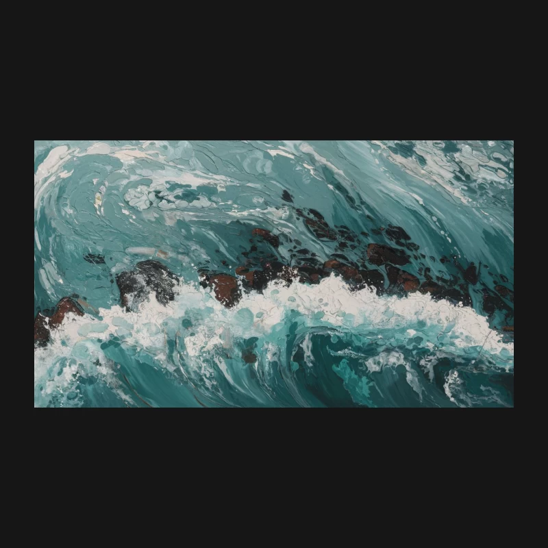 Dynamic Turquoise Ocean Wave: Abstract Acrylic Seascape Desk Mat